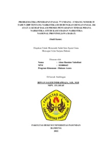 PROBLEMATIKA PENERAPAN PASAL 77 UNDANG - UNDANG NOMOR 35 TAHUN 2009 ...